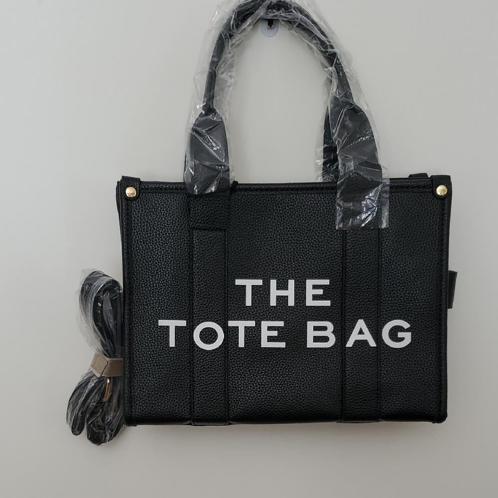 Black and White Structured Tote Bag with Minimalist Design